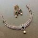 Handmade Brass Metal Jewellery Green Pearl Necklace Set
